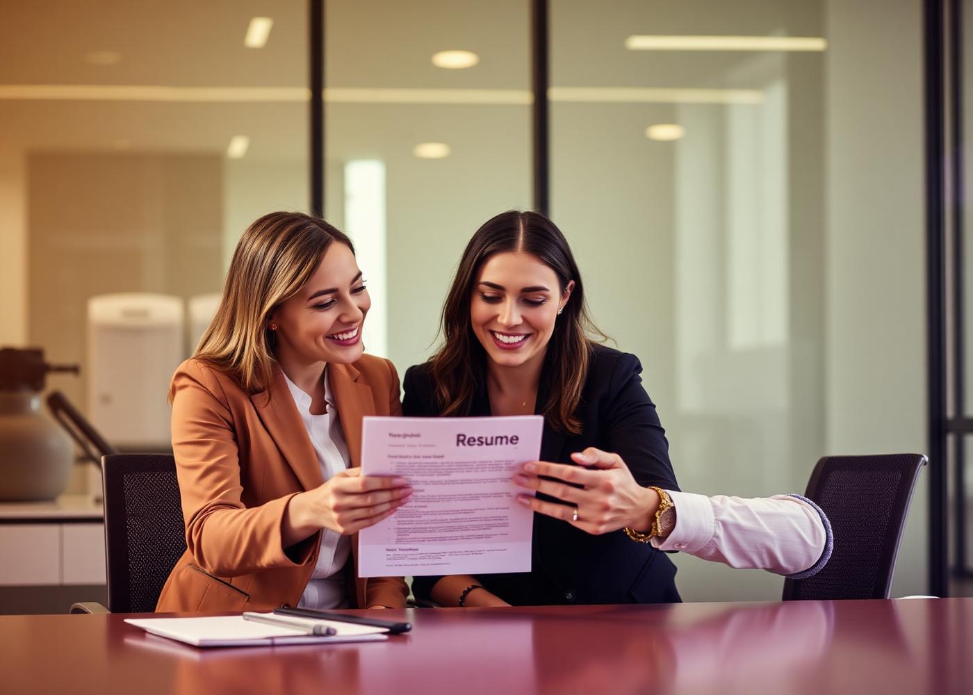 Two professionals reviewing a tailored resume